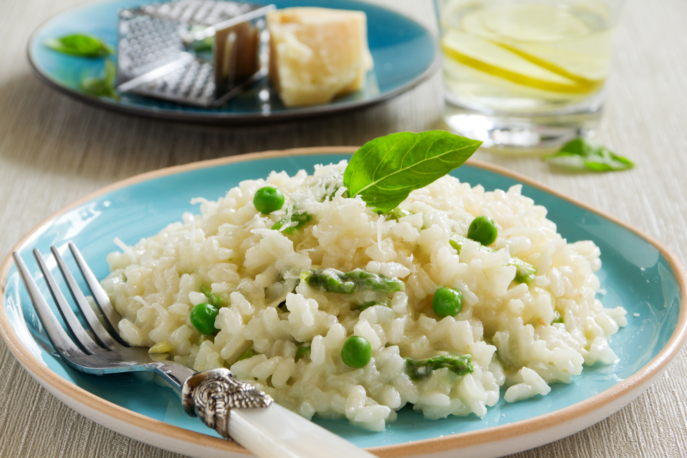 risotto de limon con guisantes