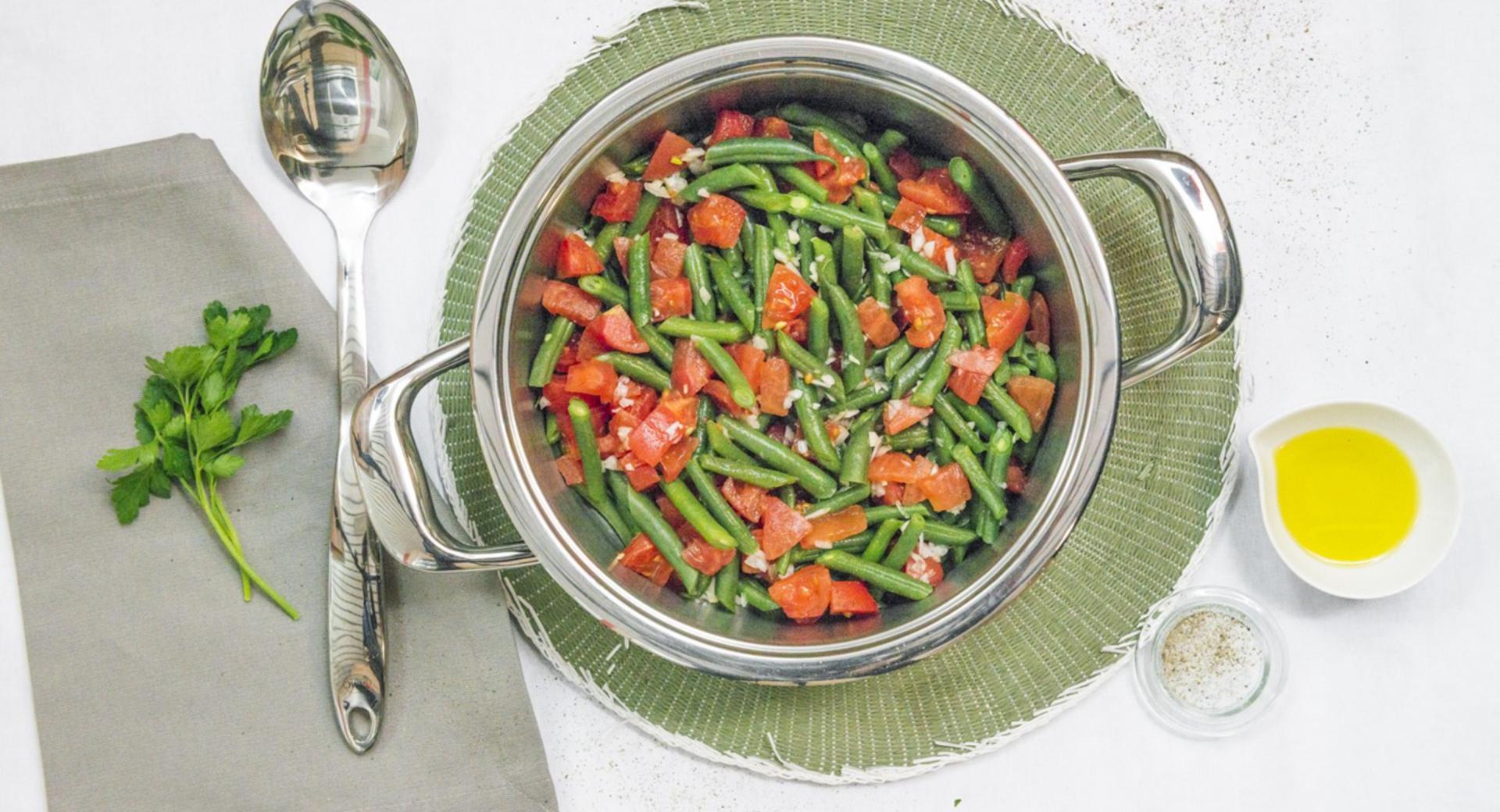 Judías verdes con tomate - Receta para niños con verduras 