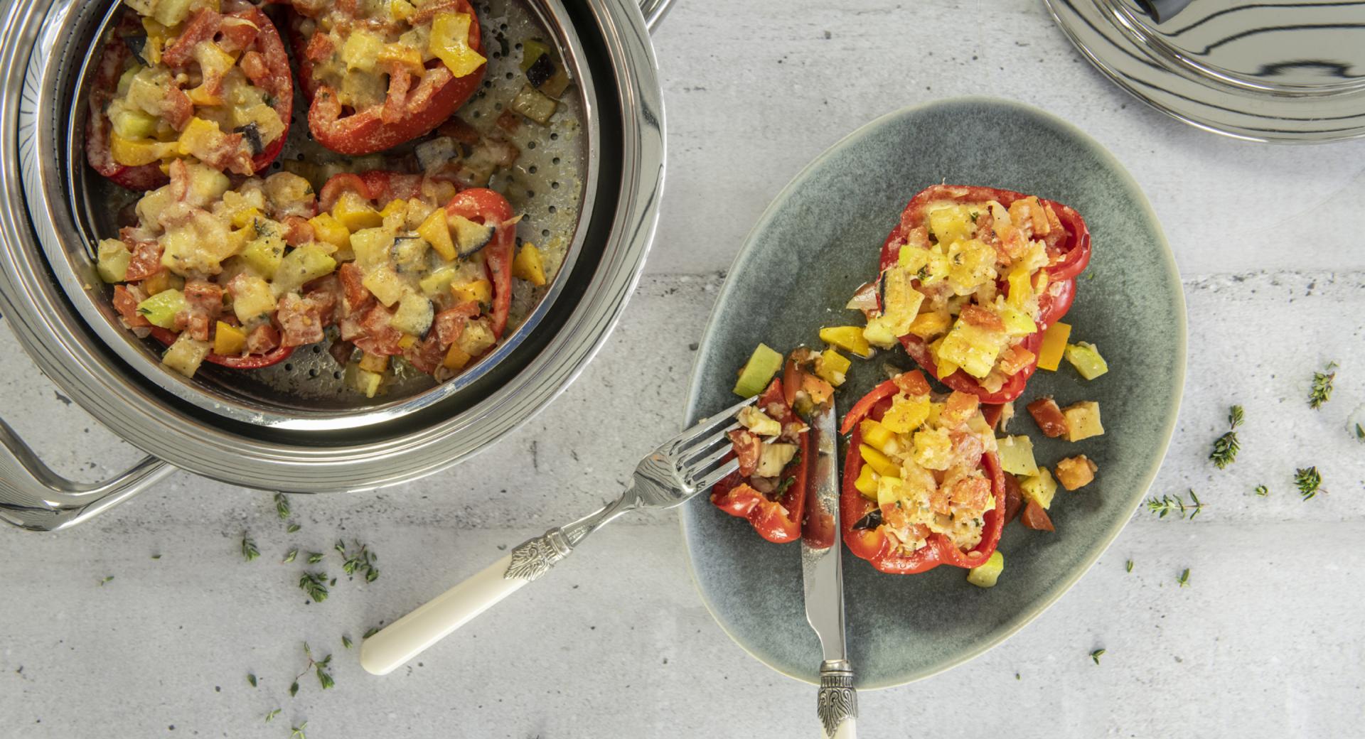 Pimientos rellenos con ratatouille