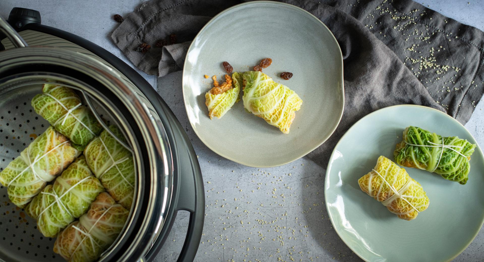 Rollitos de col rellenos de cuscús