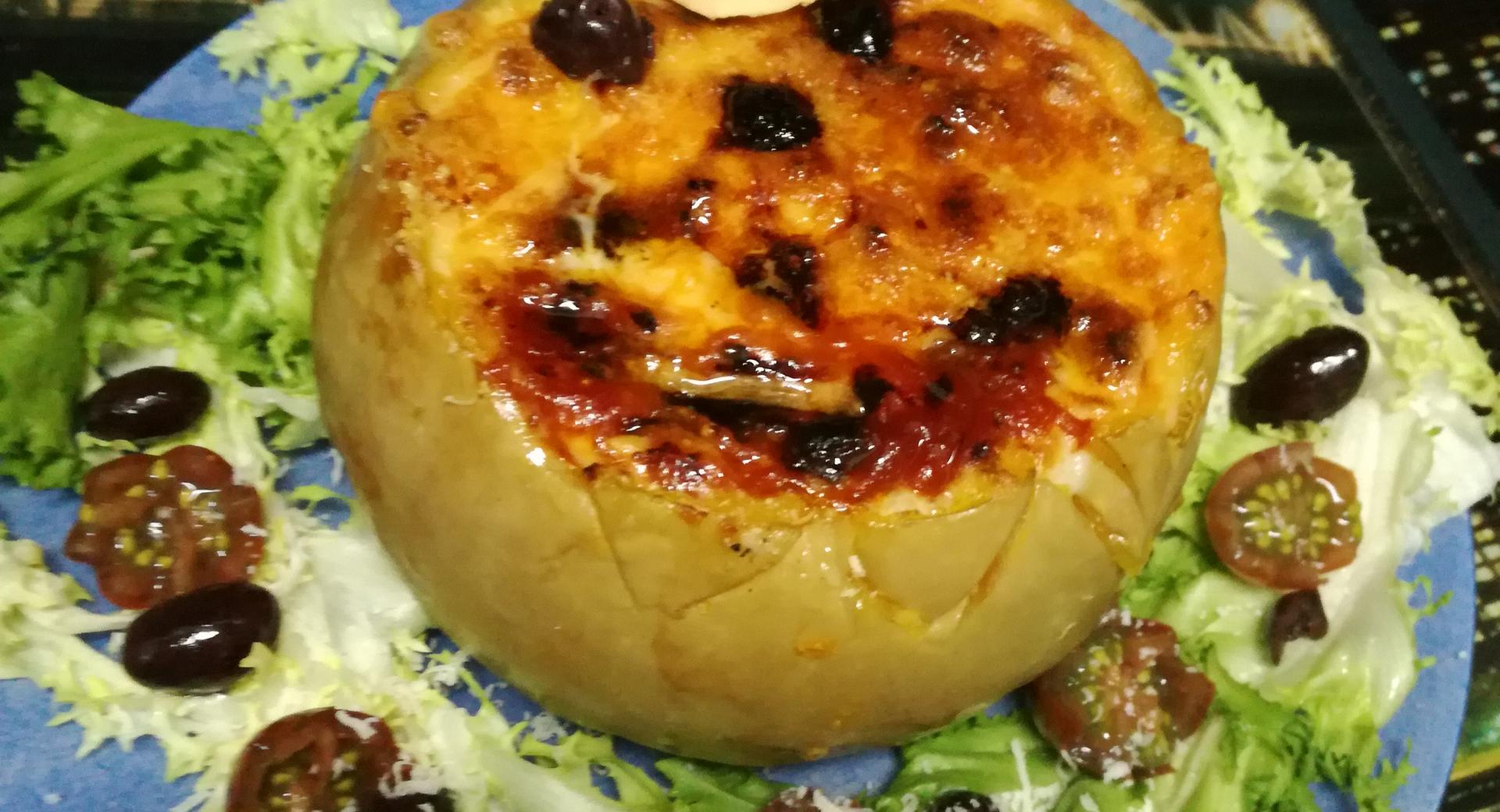 Calabaza rellena gratinada