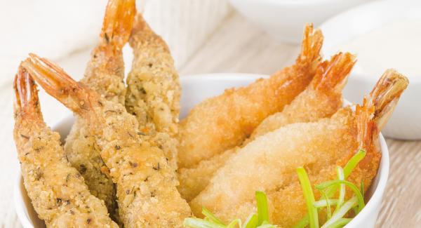 Tempura de langostinos y especias