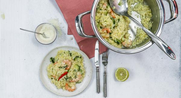 Risotto de calabacín con gambas